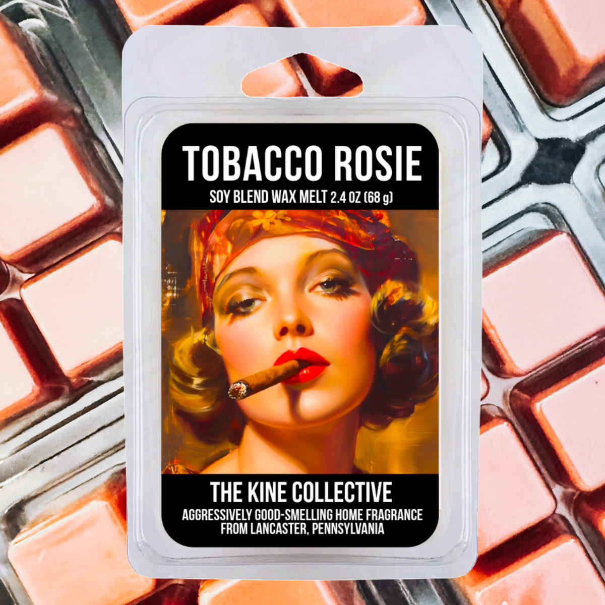 Tobacco Rosie 2.4oz Cubed Wax Melts from The Kine Collective