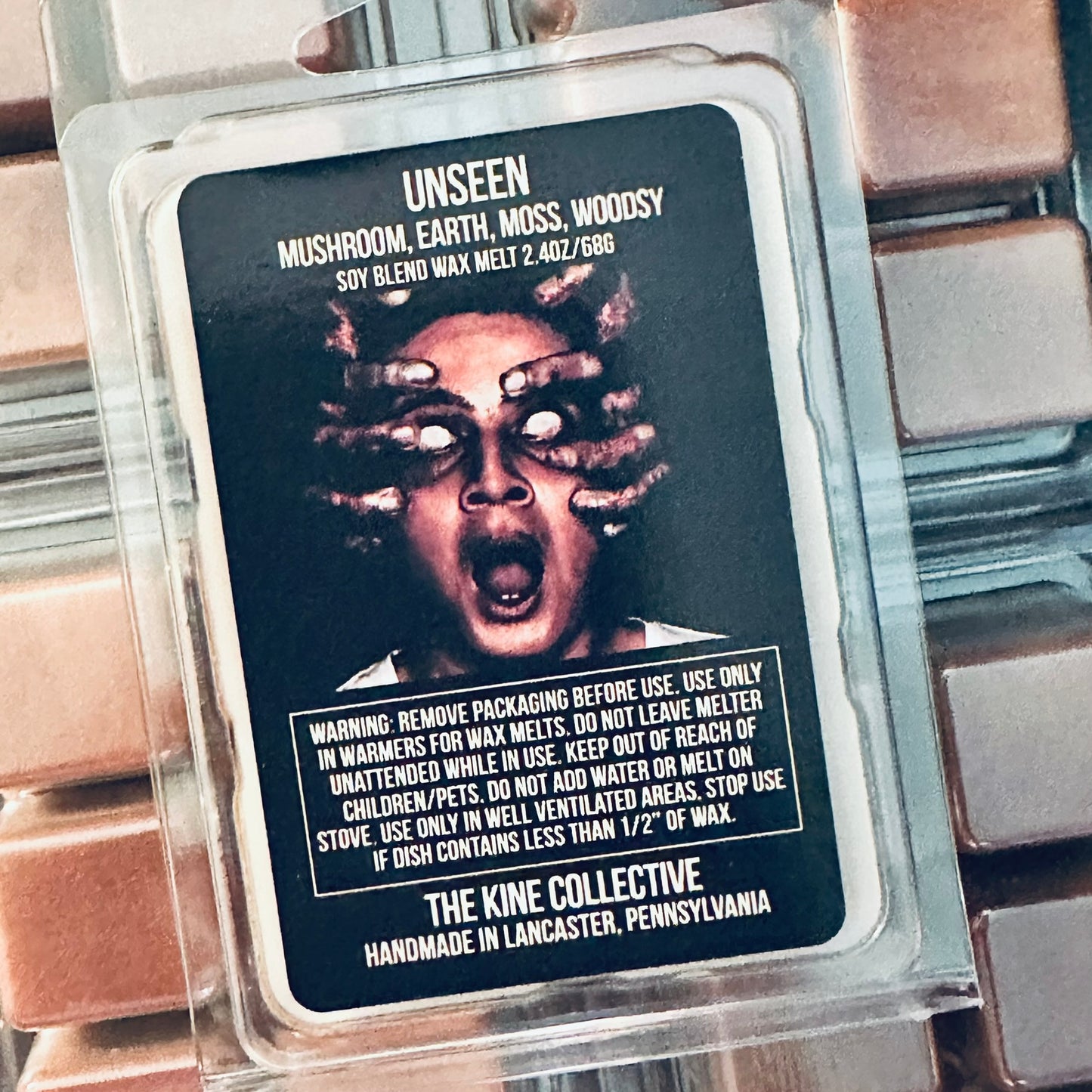 the-smile-eater-made-to-order-spooky-wax-melts-smoked-bourbon-dark-cherry-the-kine-collective