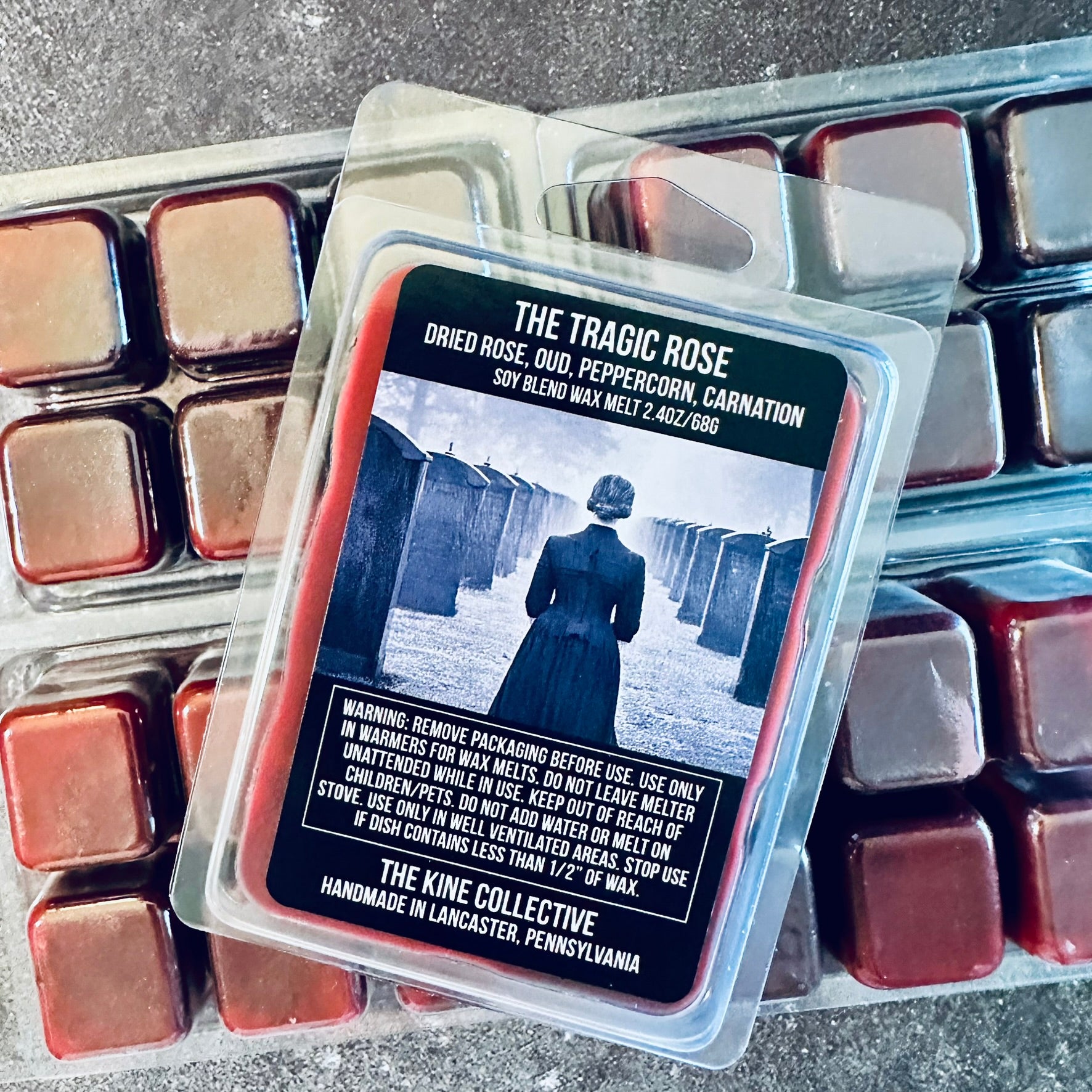the-tragic-rose-made-to-order-wax-melts-rose-oud-peppercorn-the-kine-collective
