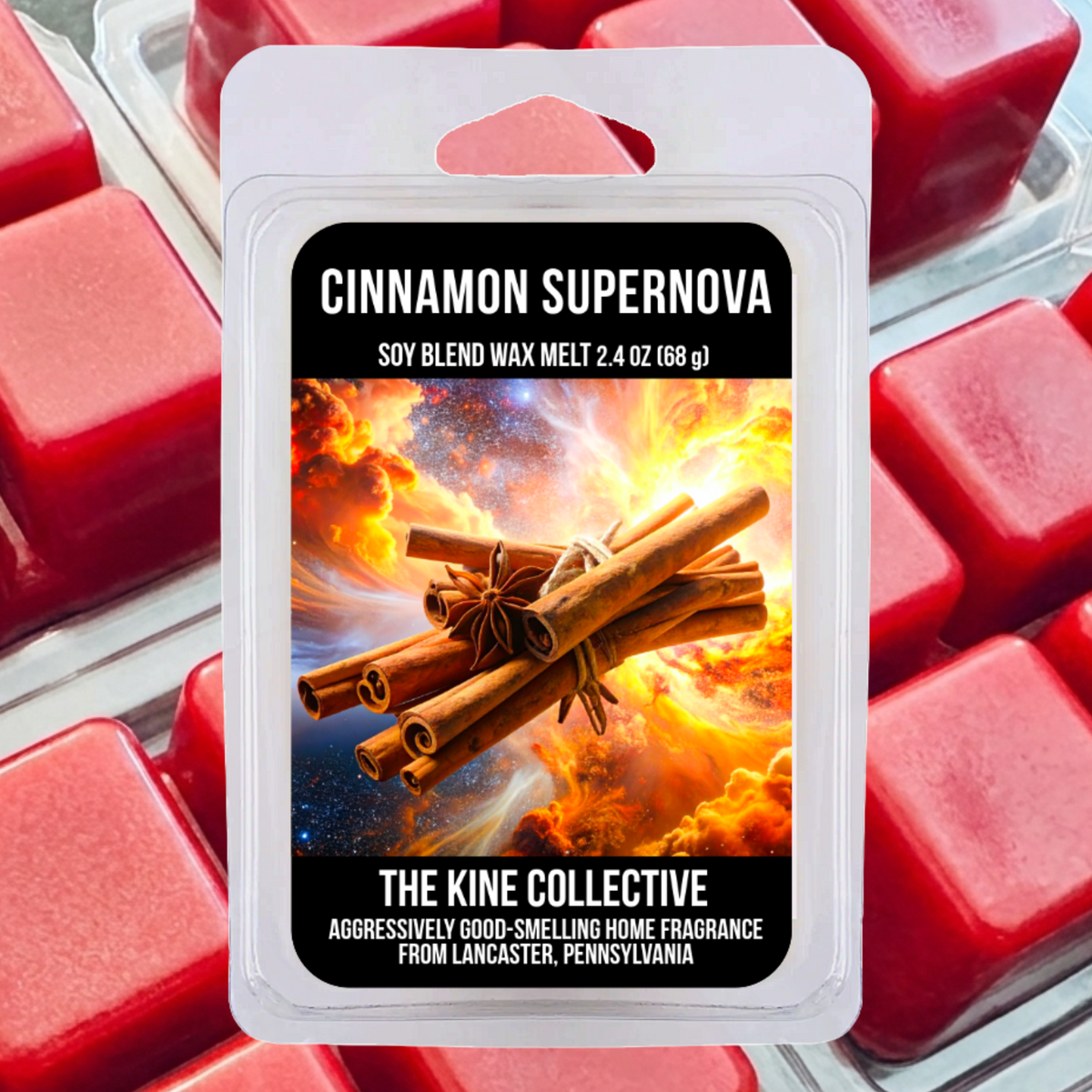 Cinnamon Supernova 2.4oz Cubed Wax Melts from The Kine Collective