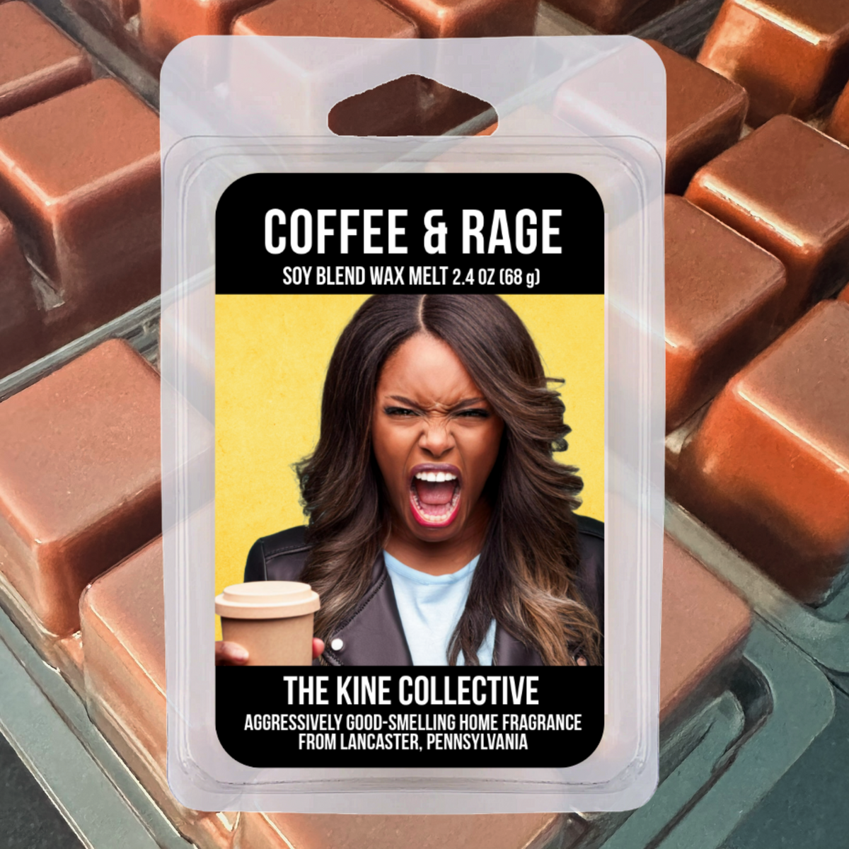 Coffee And Rage 2.4oz Cubed Wax Melts from The Kine Collective