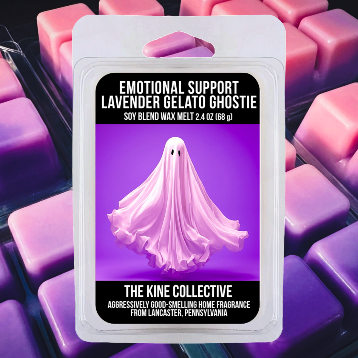 Lavender Gelato Emotional Support Ghostie 2.4oz Cubed Wax Melts from The Kine Collective