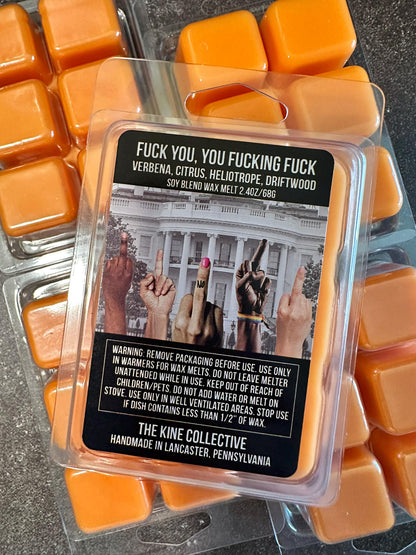 Fuck You, You Fucking Fuck - Verbena, Citrus, Driftwood 2.4oz Artisan Soy Wax Melts