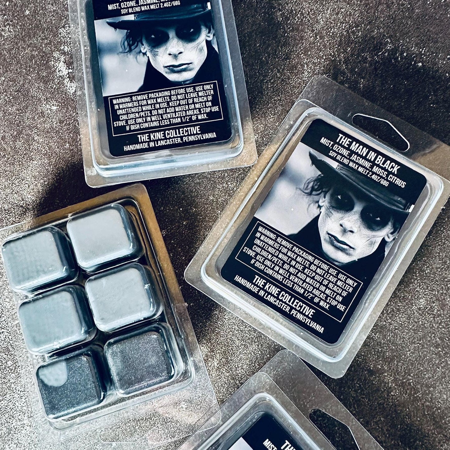 The Man In Black - Night Mist, Leather, Jasmine, Moss, Ozone 2.4oz Artisan Soy Wax Melts