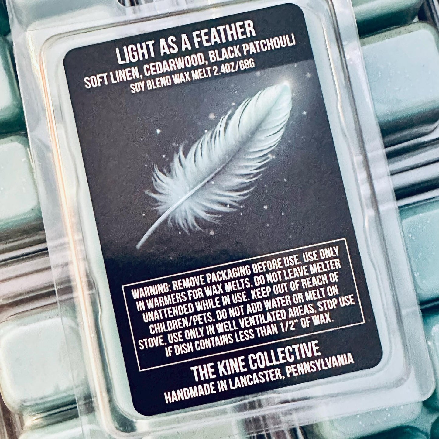 Light As A Feather - Crisp Linen, Cedar, Black Patchouli 2.4oz Artisan Soy Wax Melts