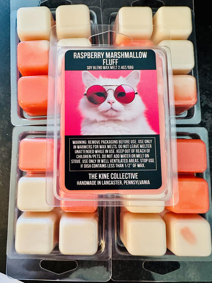 Raspberry Marshmallow Fluff - Juicy Raspberry, Vanilla Marshmallow 2.4oz Artisan Soy Wax Melts