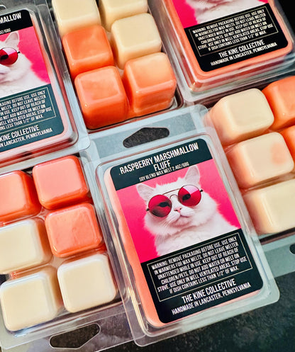 Raspberry Marshmallow Fluff - Juicy Raspberry, Vanilla Marshmallow 2.4oz Artisan Soy Wax Melts