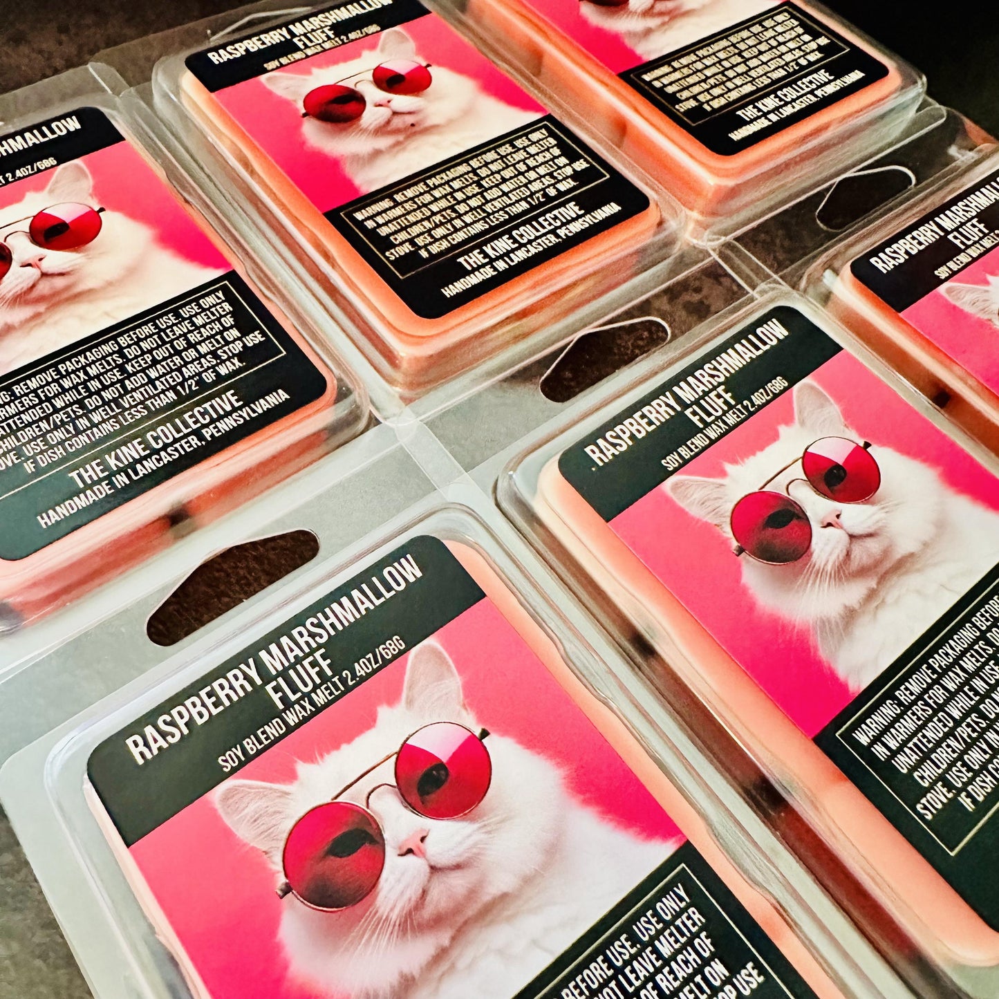 Raspberry Marshmallow Fluff - Juicy Raspberry, Vanilla Marshmallow 2.4oz Artisan Soy Wax Melts