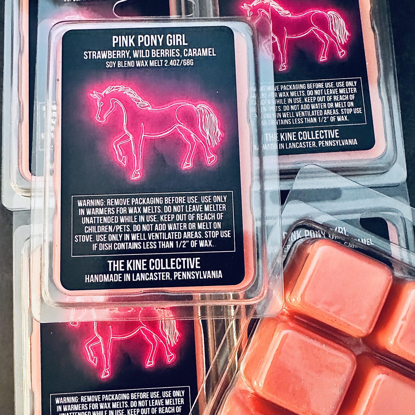 Pink Pony Girl - Strawberry, Wild Berries, Caramel 2.4oz Artisan Soy Wax Melts