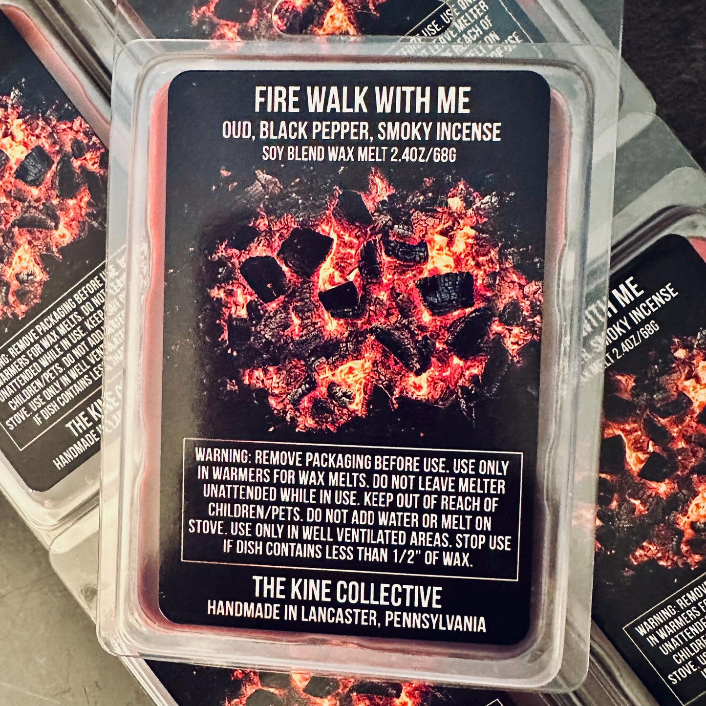 Fire Walk With Me - Oud, Black Pepper, Smoky Incense 2.4oz Artisan Soy Wax Melts