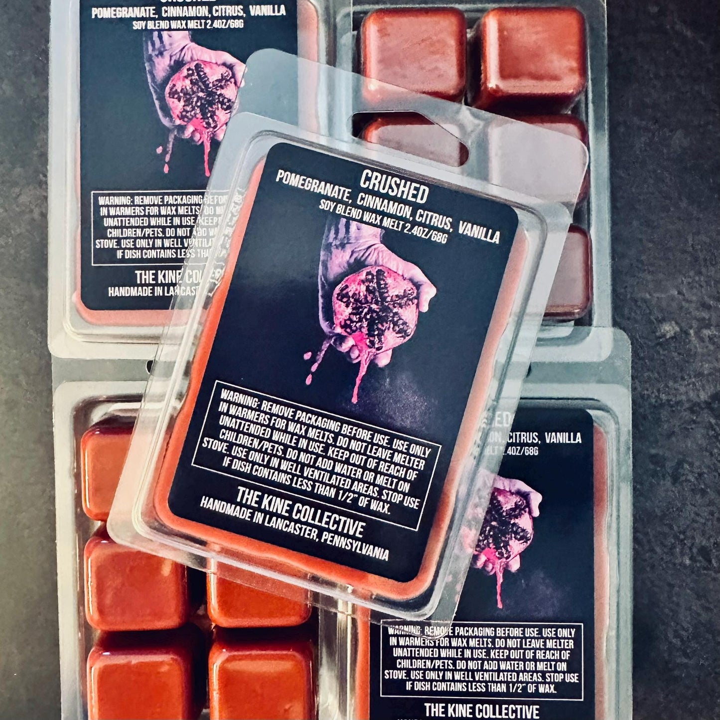 Crushed - Pomegranate, Orange, Vanilla, Cinnamon 2.4oz Artisan Soy Wax Melts