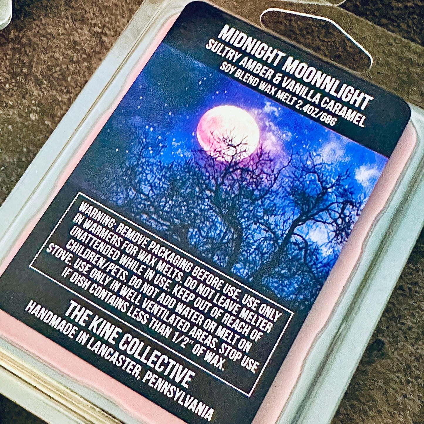 Midnight Moonlight - Sultry Amber, Vanilla Caramel 2.4oz Artisan Soy Wax Melts