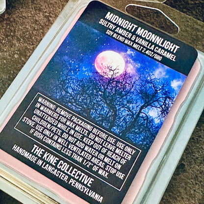 Midnight Moonlight - Sultry Amber, Vanilla Caramel 2.4oz Artisan Soy Wax Melts