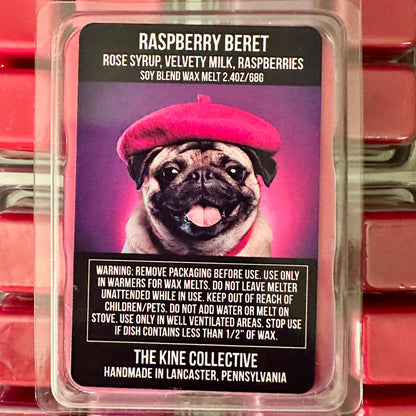 Raspberry Beret - Rose Syrup, Velvety Milk, Raspberry 2.4oz Artisan Soy Wax Melts