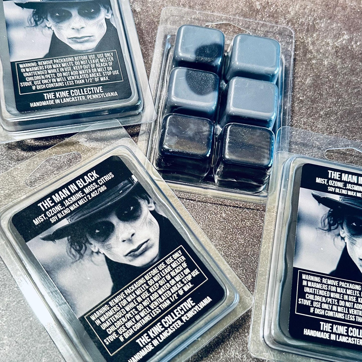 The Man In Black - Night Mist, Leather, Jasmine, Moss, Ozone 2.4oz Artisan Soy Wax Melts