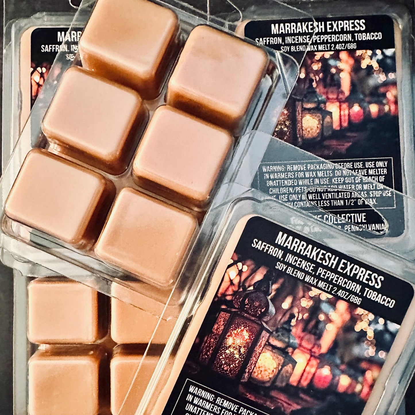 Marrakesh Express - Saffron, Incense, Peppercorn, Tobacco 2.4oz Artisan Soy Wax Melts