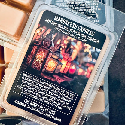 Marrakesh Express - Saffron, Incense, Peppercorn, Tobacco 2.4oz Artisan Soy Wax Melts