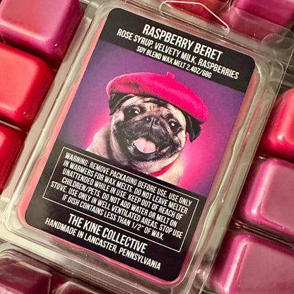 Raspberry Beret - Rose Syrup, Velvety Milk, Raspberry 2.4oz Artisan Soy Wax Melts