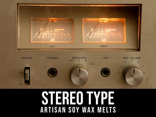 Stereo Type - Golden Amber, Oakmoss, Cashmere, The Hum Of Vintage Audio Scented 2.4oz Artisan Soy Wax Melts