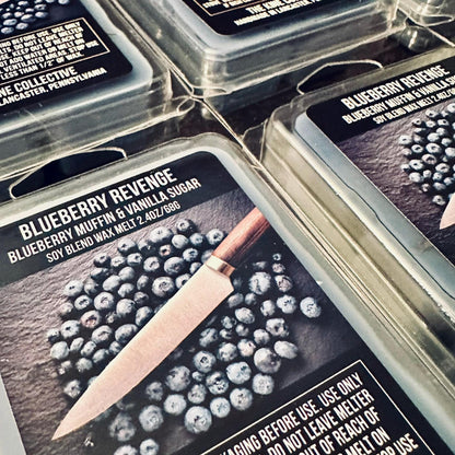 Blueberry Revenge - Warm Blueberry Muffin, Vanilla Sugar Crystals 2.4oz Artisan Soy Wax Melts