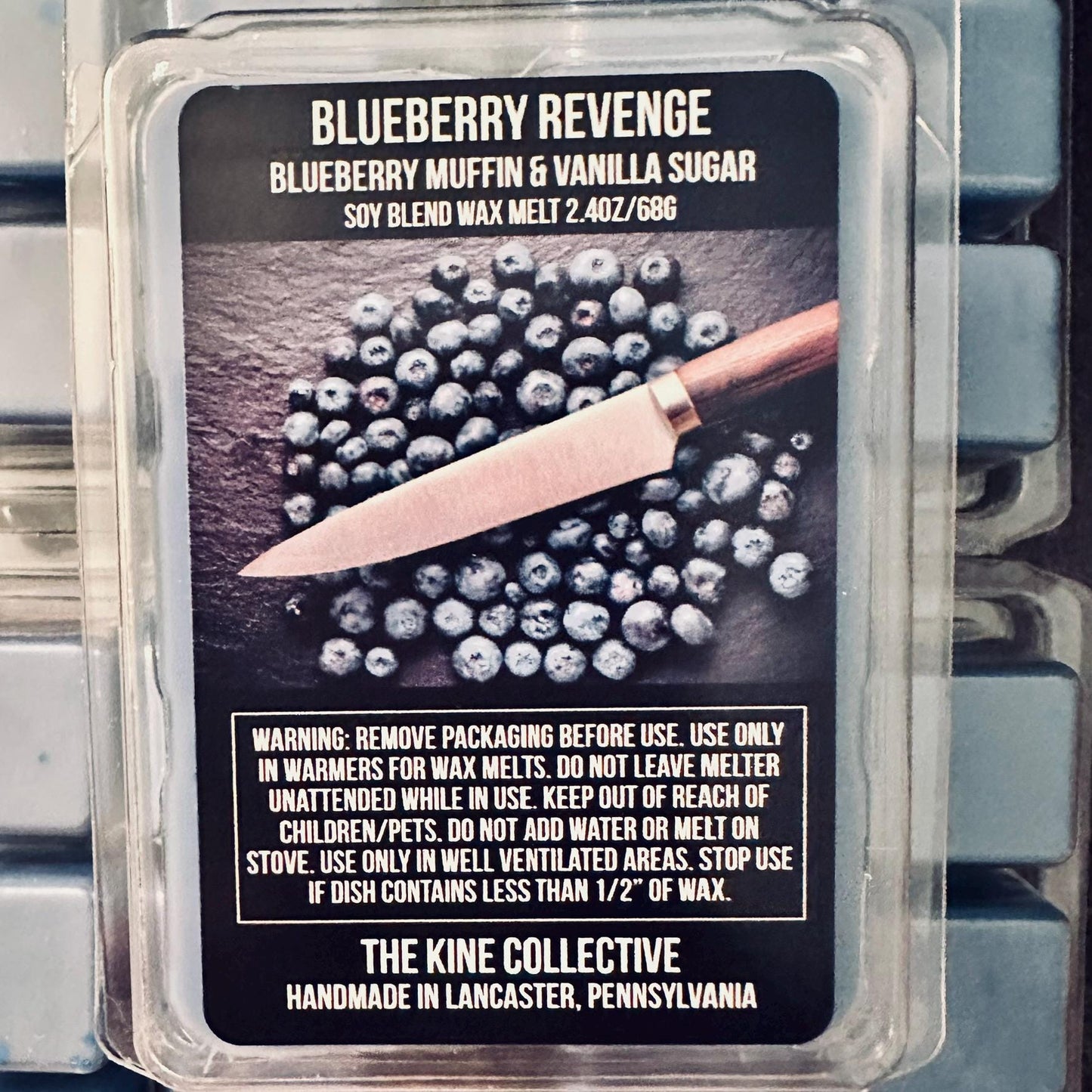 Blueberry Revenge - Warm Blueberry Muffin, Vanilla Sugar Crystals 2.4oz Artisan Soy Wax Melts