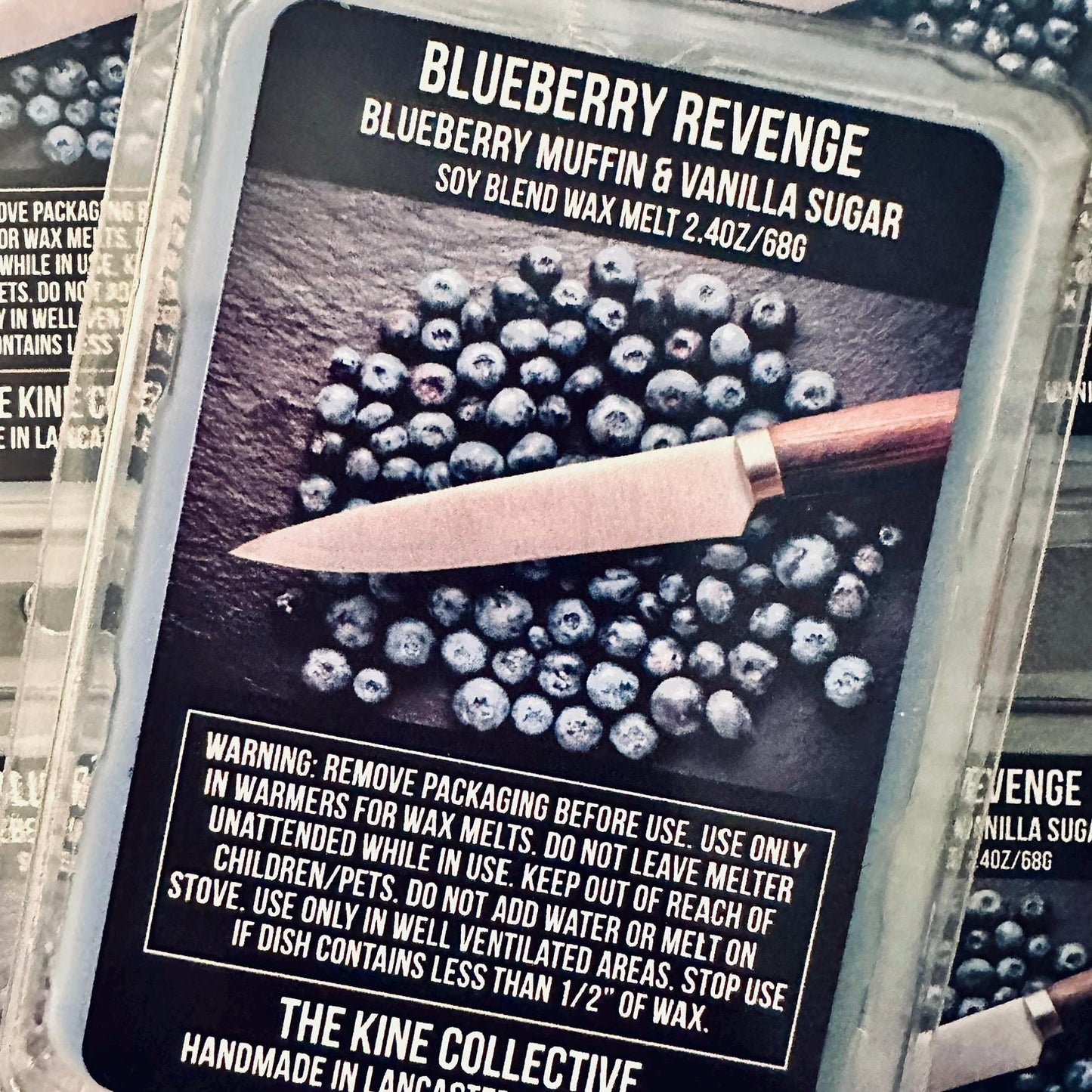 Blueberry Revenge - Warm Blueberry Muffin, Vanilla Sugar Crystals 2.4oz Artisan Soy Wax Melts