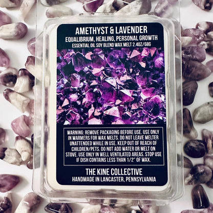 Amethyst & Lavender Essential Oil Infused  2.4oz Artisan Soy Wax Melts - Equilibrium, Healing, Personal Growth