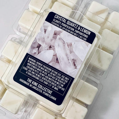 Crystal Quartz & Lemon Essential Oil Infused  2.4oz Artisan Soy Wax Melts - Clarity, Purification, Empowerment