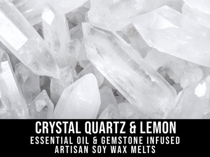 Crystal Quartz & Lemon Essential Oil Infused  2.4oz Artisan Soy Wax Melts - Clarity, Purification, Empowerment