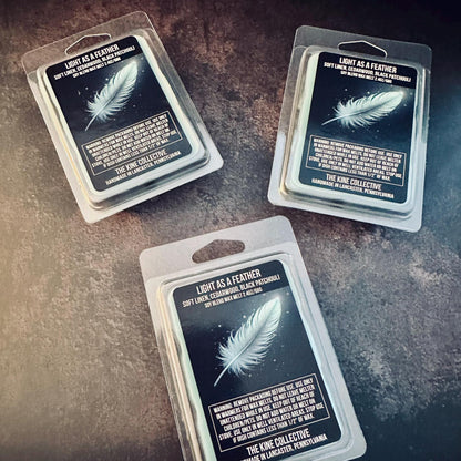 Light As A Feather - Crisp Linen, Cedar, Black Patchouli 2.4oz Artisan Soy Wax Melts