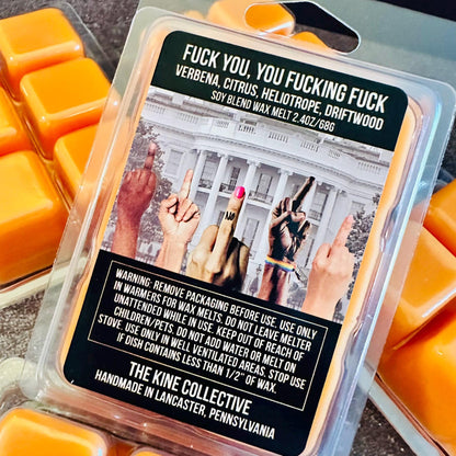 Fuck You, You Fucking Fuck - Verbena, Citrus, Driftwood 2.4oz Artisan Soy Wax Melts