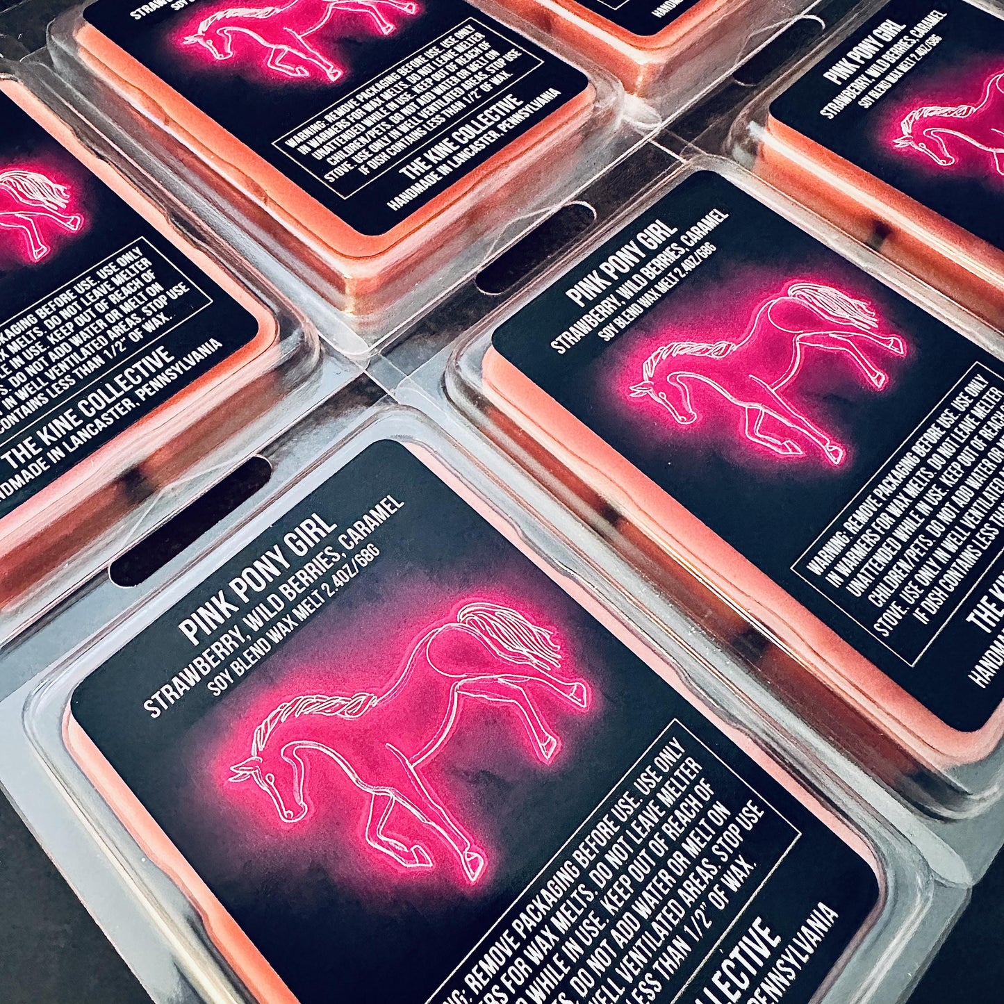 Pink Pony Girl - Strawberry, Wild Berries, Caramel 2.4oz Artisan Soy Wax Melts