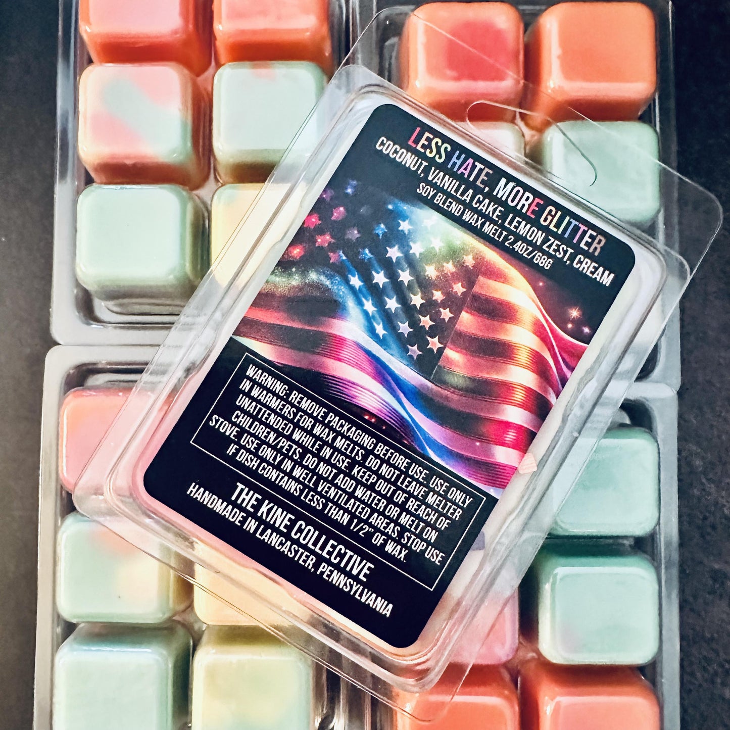 Less Hate, More Glitter - Vanilla Cake Pop & Rainbow Sprinkles 2.4oz Artisan Soy Wax Melts