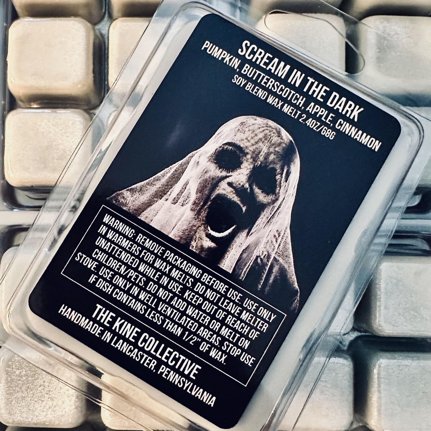 Scream In The Dark - Butterscotch, Cinnamon, Pumpkin, Apple Wax 2.4oz Artisan Soy Wax Melts