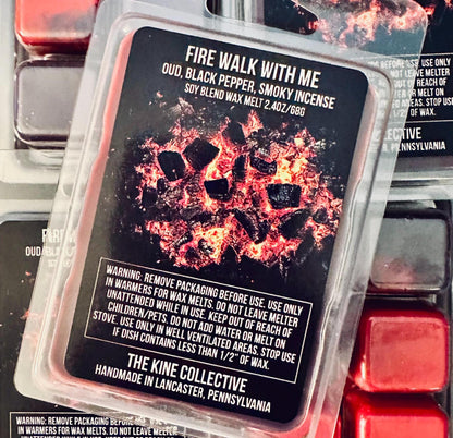 Fire Walk With Me - Oud, Black Pepper, Smoky Incense 2.4oz Artisan Soy Wax Melts