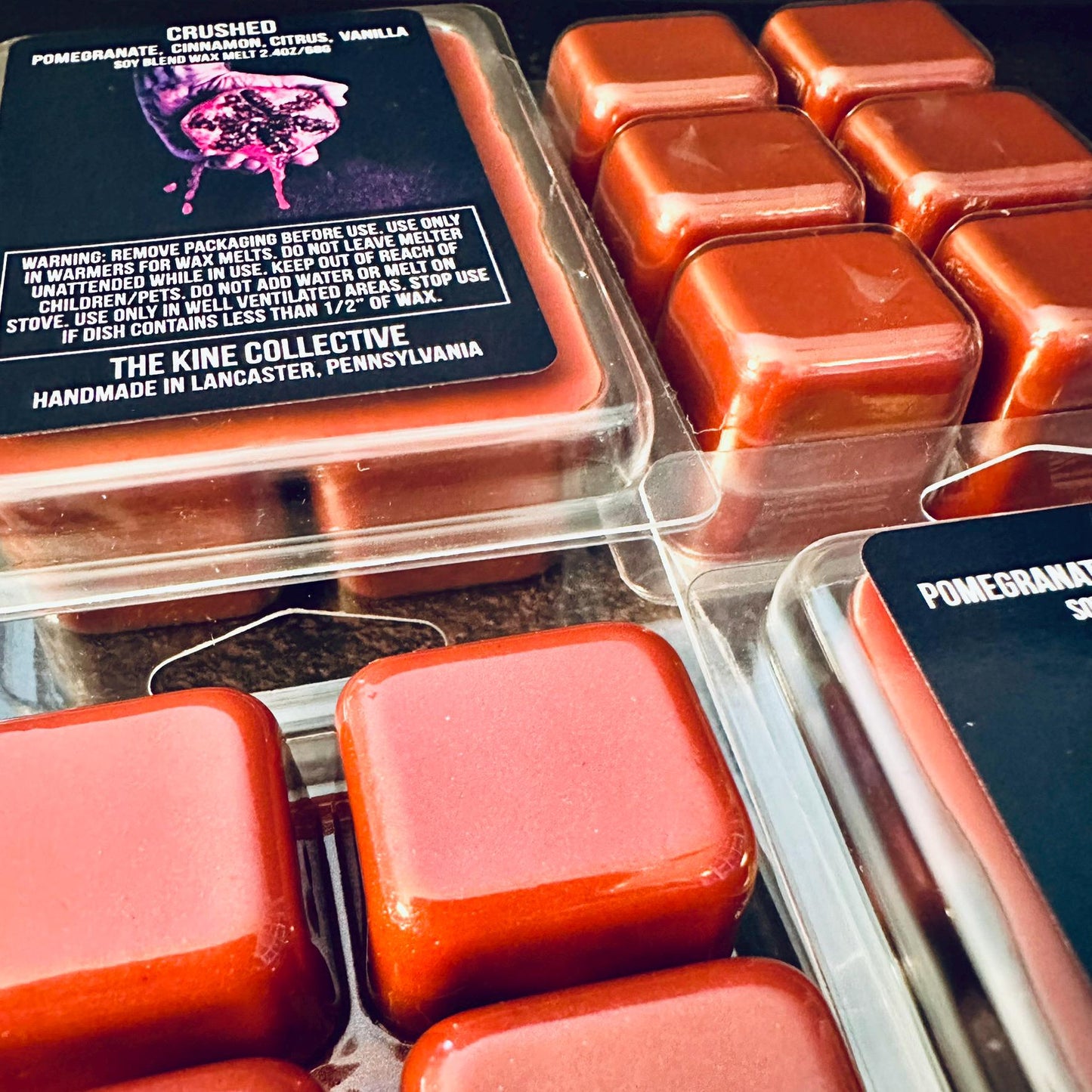 Crushed - Pomegranate, Orange, Vanilla, Cinnamon 2.4oz Artisan Soy Wax Melts