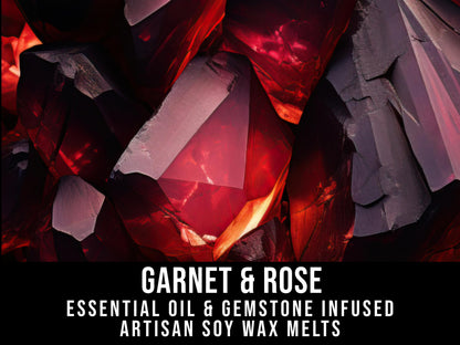 Garnet & Rose Essential Oil Infused  2.4oz Artisan Soy Wax Melts - Emotional Depth, Vibrant Energy