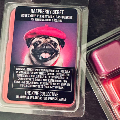 Raspberry Beret - Rose Syrup, Velvety Milk, Raspberry 2.4oz Artisan Soy Wax Melts