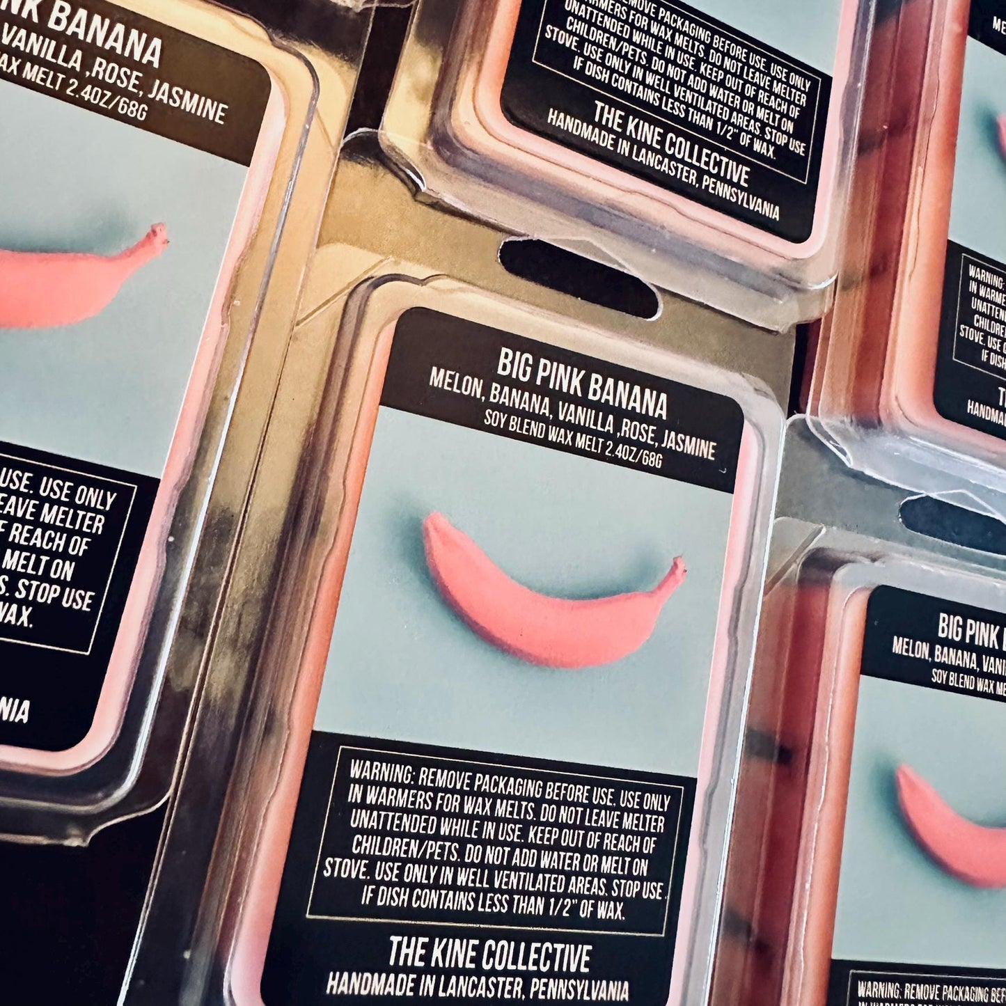 Big Pink Banana - Melon, Banana, Vanilla Rose, Jasmine 2.4oz Artisan Soy Wax Melts