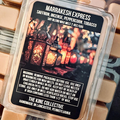 Marrakesh Express - Saffron, Incense, Peppercorn, Tobacco 2.4oz Artisan Soy Wax Melts