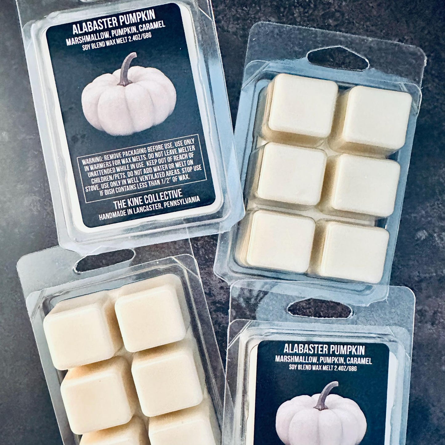 Alabaster Pumpkin - Marshmallow, Pumpkin, Caramel 2.4oz Artisan Soy Wax Melts