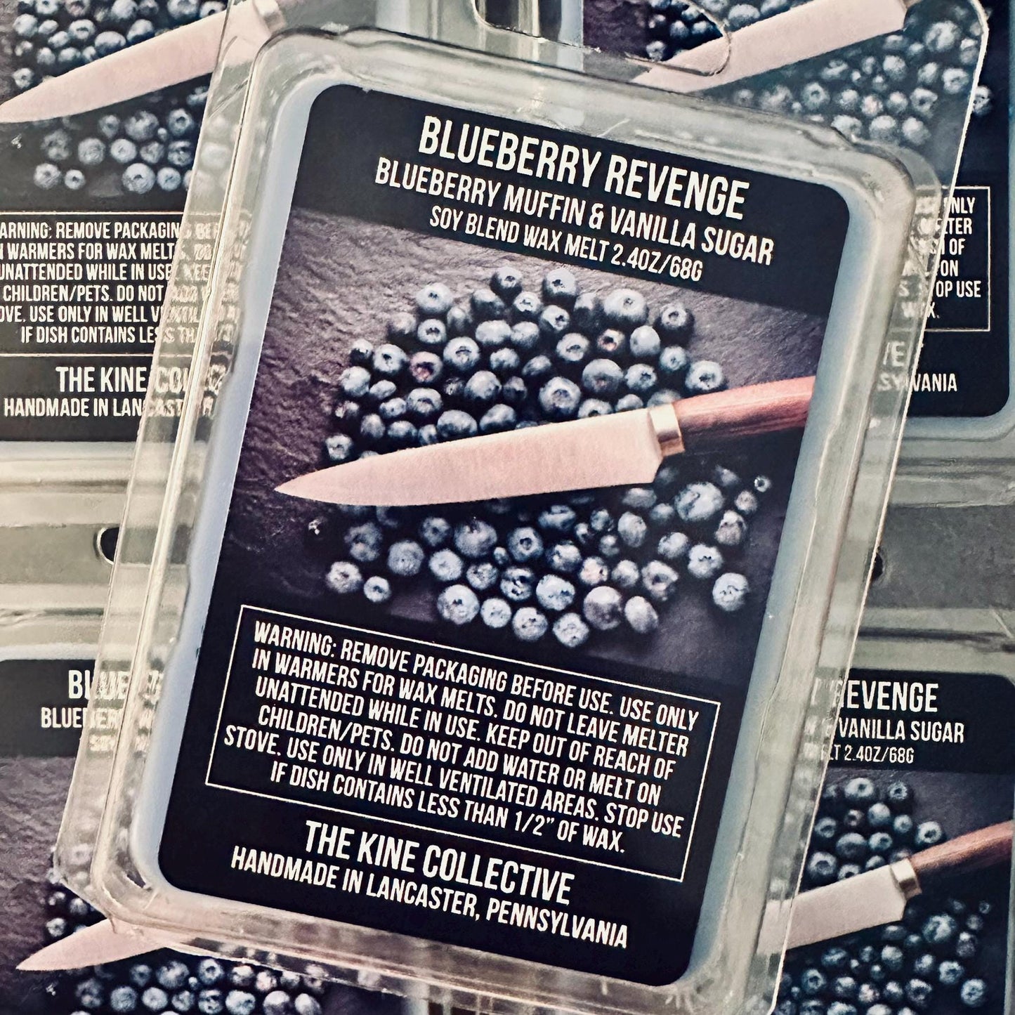 Blueberry Revenge - Warm Blueberry Muffin, Vanilla Sugar Crystals 2.4oz Artisan Soy Wax Melts
