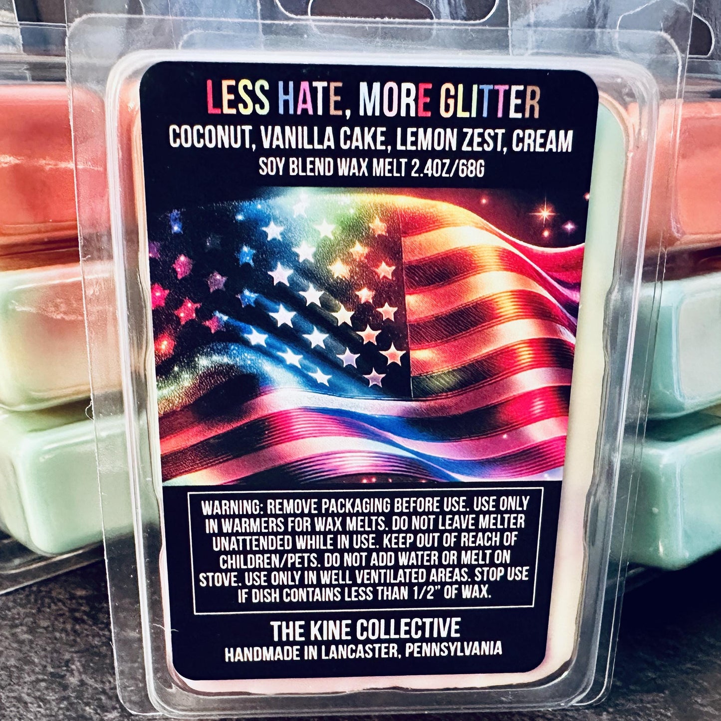 Less Hate, More Glitter - Vanilla Cake Pop & Rainbow Sprinkles 2.4oz Artisan Soy Wax Melts