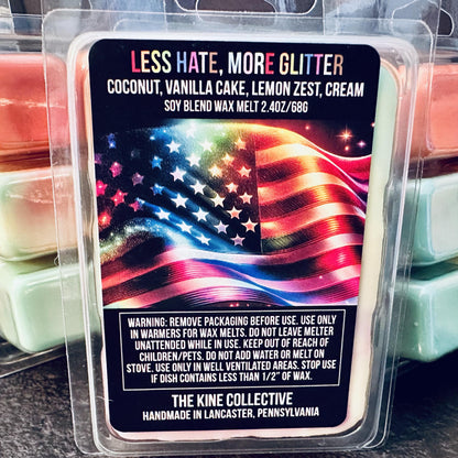 Less Hate, More Glitter - Vanilla Cake Pop & Rainbow Sprinkles 2.4oz Artisan Soy Wax Melts