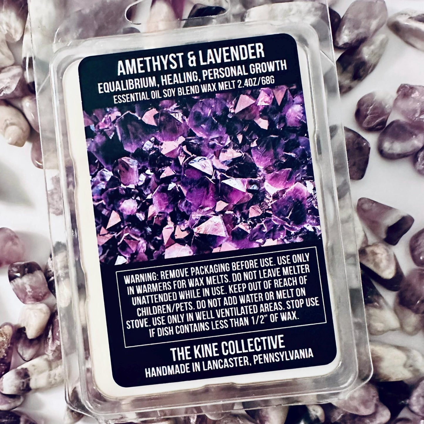 Amethyst & Lavender Essential Oil Infused  2.4oz Artisan Soy Wax Melts - Equilibrium, Healing, Personal Growth