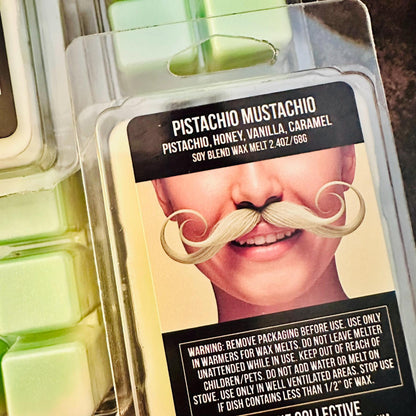 Pistachio Mustachio - Honey, Pistachio Vanilla, Caramel Wax 2.4oz Artisan Soy Wax Melts