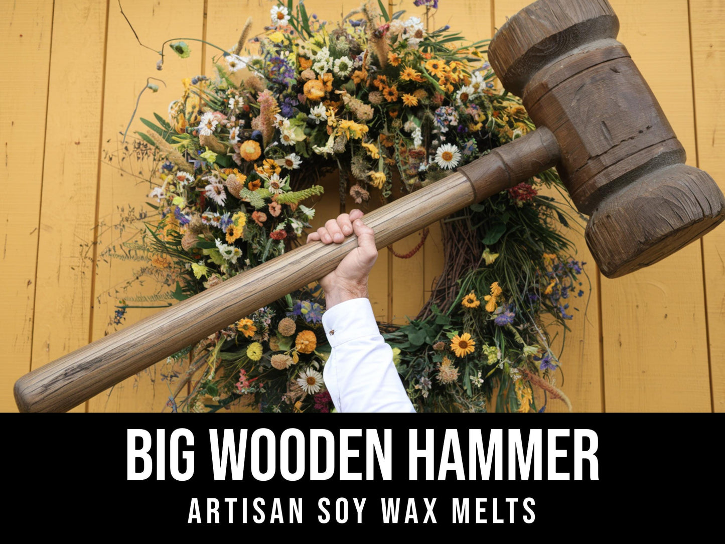 Big Wooden Hammer - Charred Wood, Baltic Amber, Saffron 2.4oz Artisan Soy Wax Melts