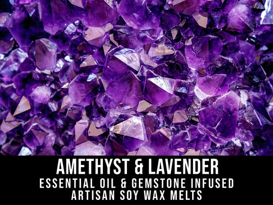 Amethyst & Lavender Essential Oil Infused  2.4oz Artisan Soy Wax Melts - Equilibrium, Healing, Personal Growth