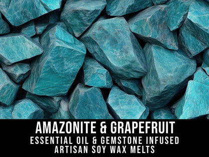 Amazonite & Grapefruit Essential Oil Infused  2.4oz Artisan Soy Wax Melts - Balance, Confidence, Creative Boost