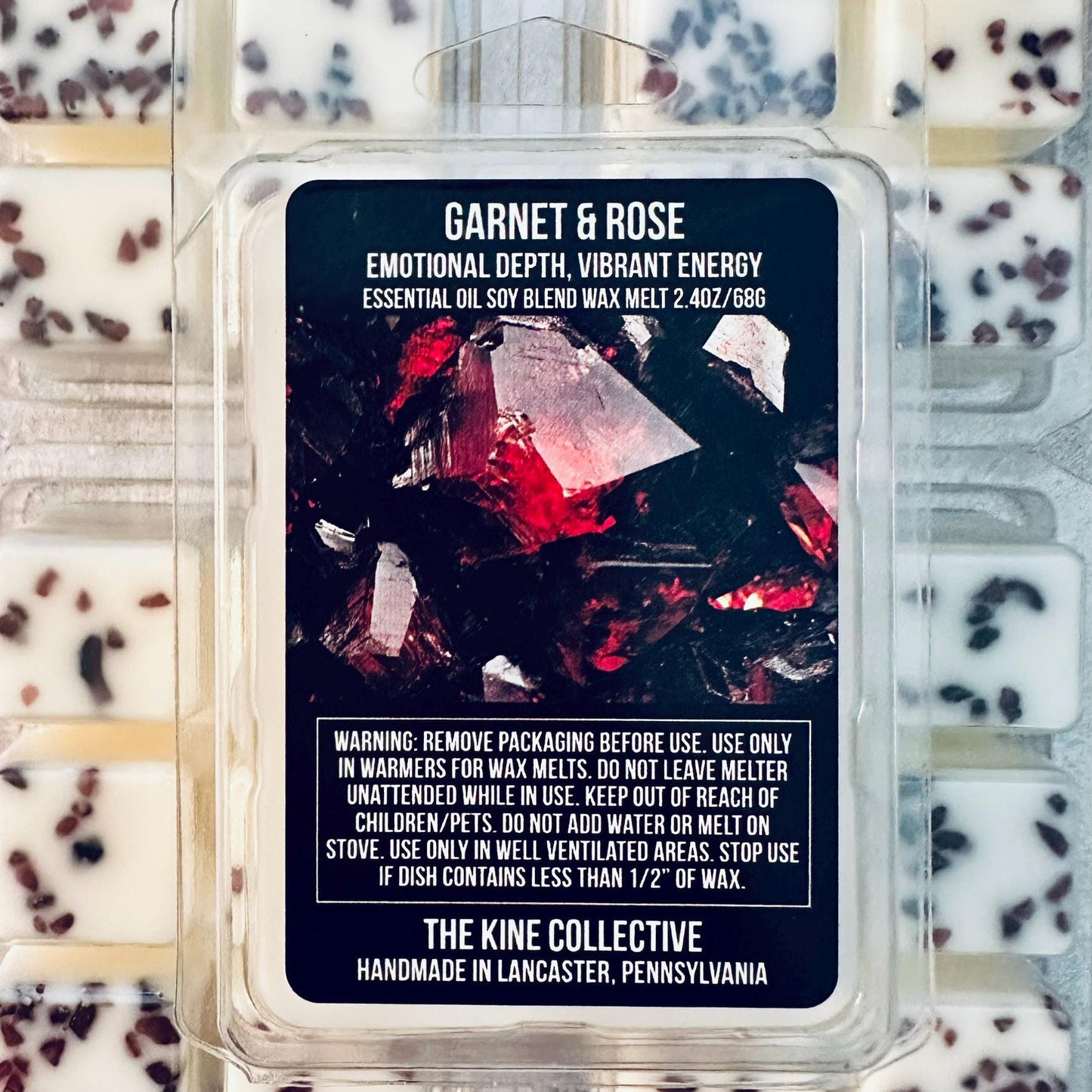 Garnet & Rose Essential Oil Infused  2.4oz Artisan Soy Wax Melts - Emotional Depth, Vibrant Energy